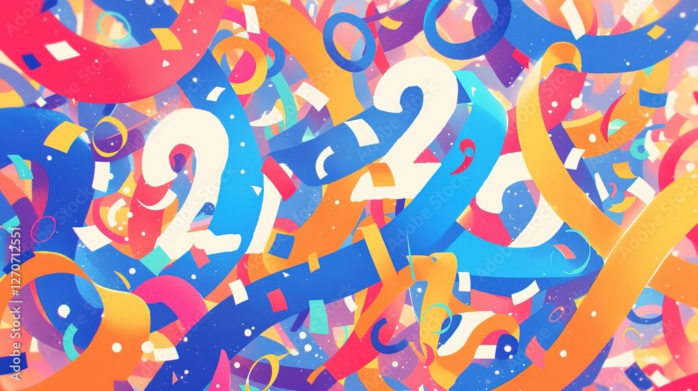 Obraz premium Colorful 2023 New Year's confetti celebration