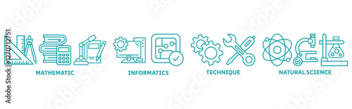 MINT icon set illustration concept with icon of mathematic, informatics, technique, natural science 