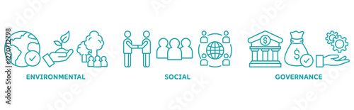 ESG icon set illustration concept with icon of environmental, social, governance 