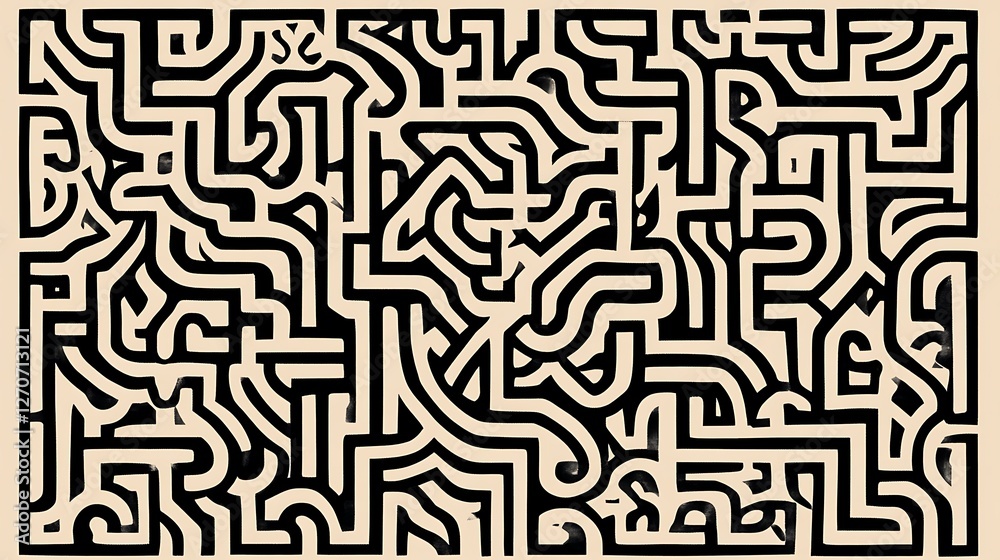 Abstract maze pattern on beige background, graphic design Abstract maze pattern on beige background, graphic design