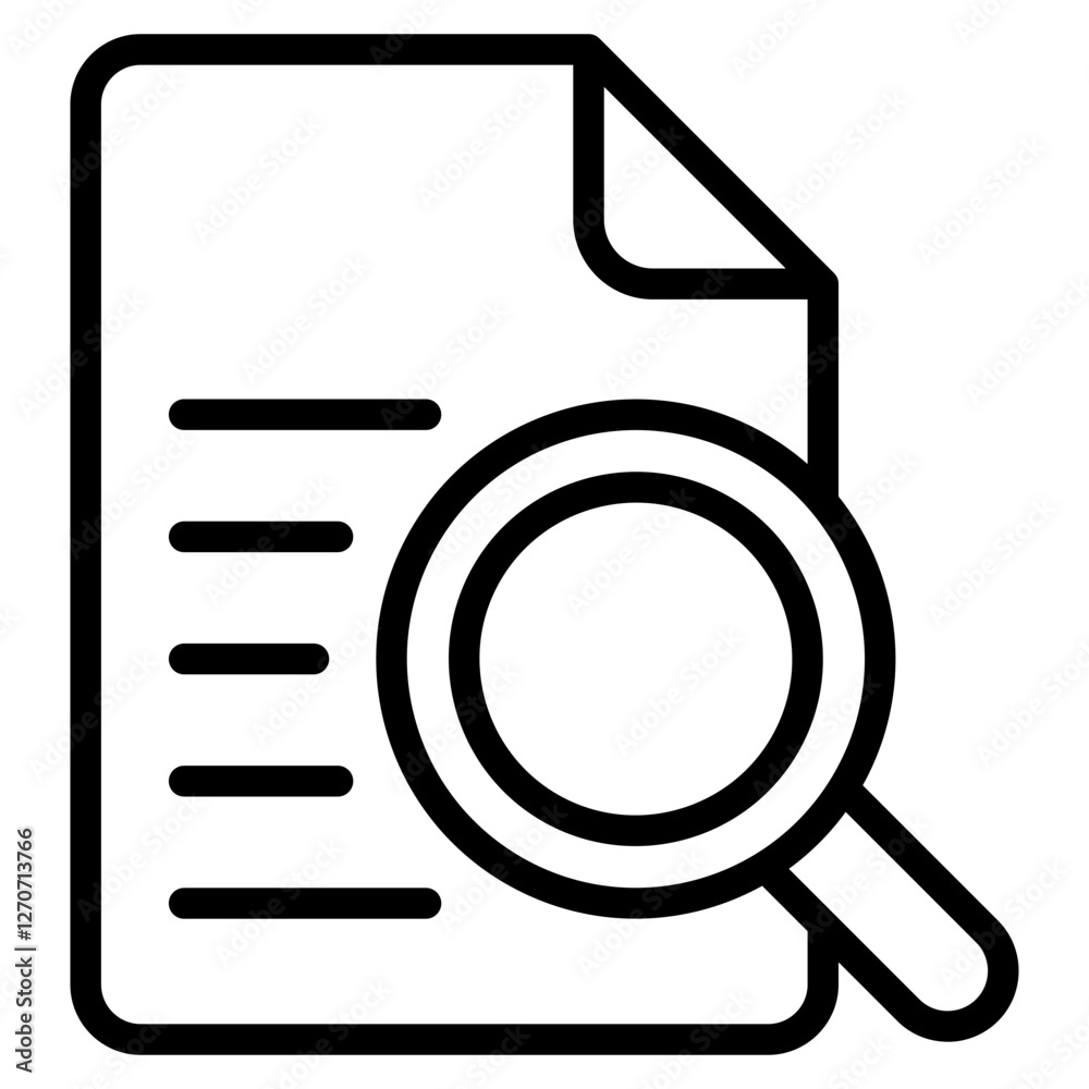 Magnifier On Document Icon Magnifier On Document Icon