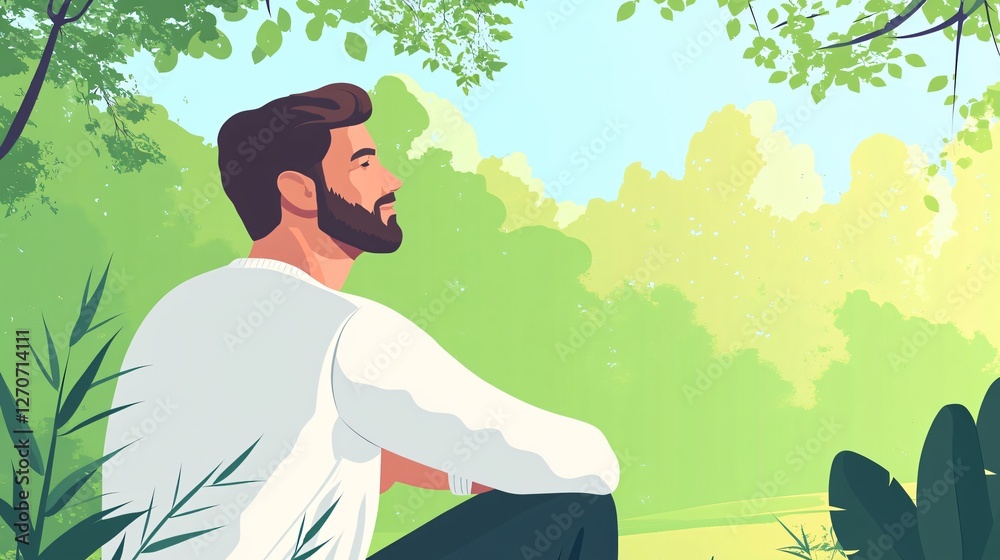 Stylish Young Man in White Sweater Outdoors