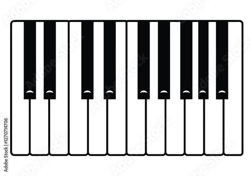 Clipart piano keys. Black and white piano keys illustration. Vector illustration design.