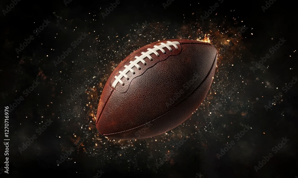 Dynamic Football with Explosive Background and Dramatic Lighting Dynamic Football with Explosive Background and Dramatic Lighting