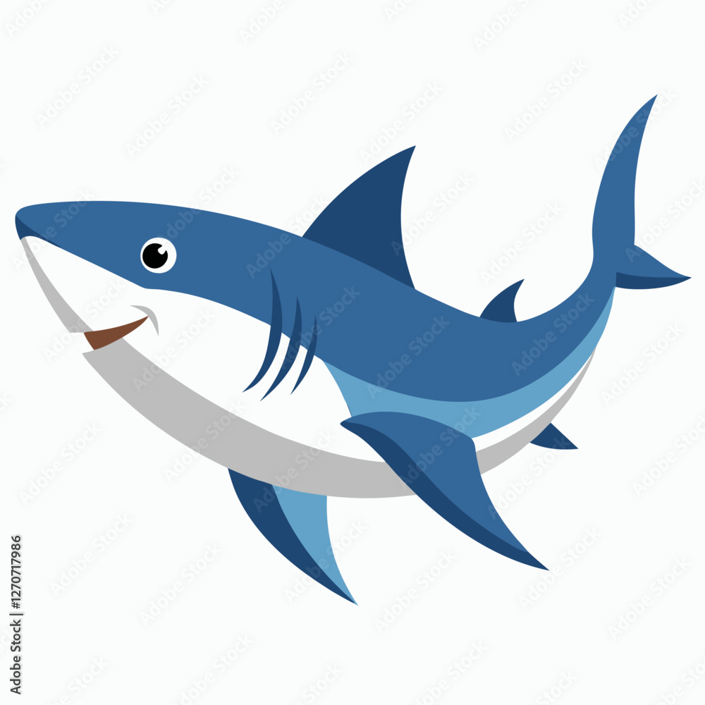 Fototapeta premium A Happy Blue Shark Cartoon Illustration for Kids and Children