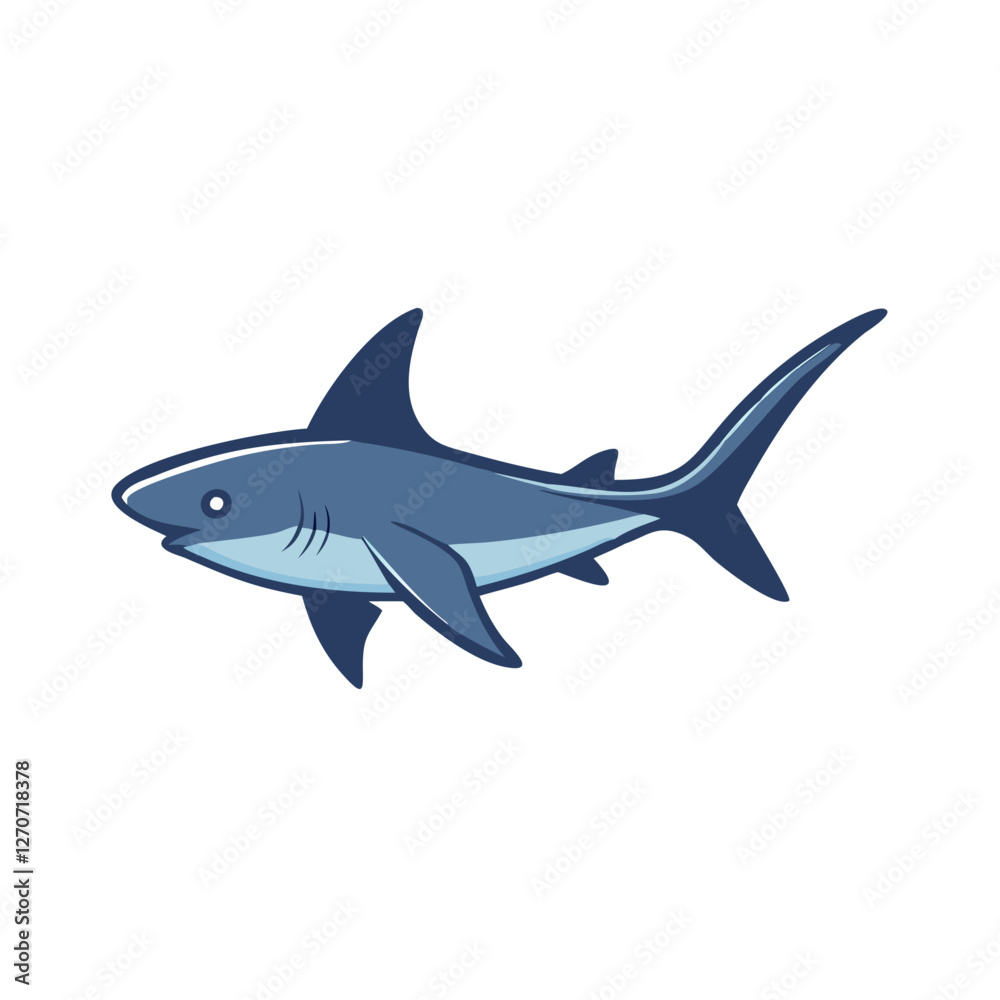 A Cute Cartoon Shark Illustration Swimming in the Ocean Depths A Cute Cartoon Shark Illustration Swimming in the Ocean Depths