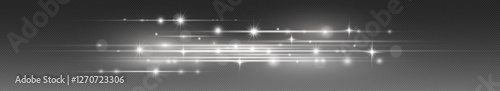 Shining Star Light Streaks – Glowing Sparkle Effect with Bright White Horizontal Beams and Twinkling Particles for Fantasy, Magic, and Elegant Designs