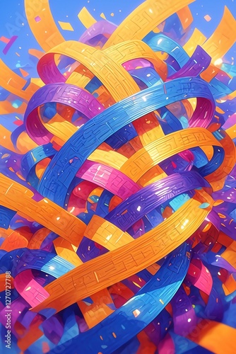 Wallpaper Mural Colorful ribbons swirling, celebratory background, abstract art, design element Torontodigital.ca