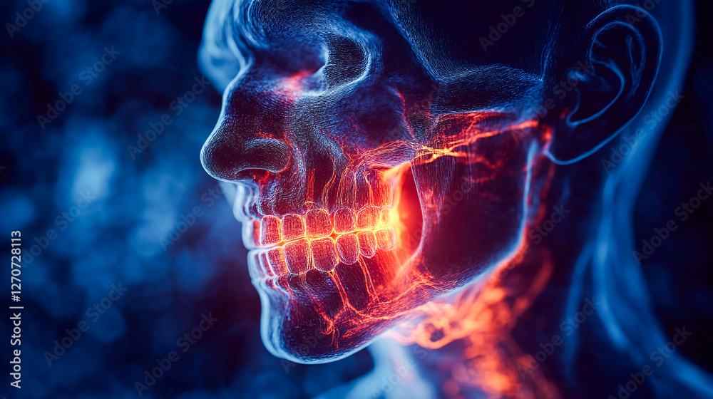 Trigeminal nerve with a highlighted area indicating pain, surrounded by educational text about trigeminal neuralgia symptoms and treatments Trigeminal nerve with a highlighted area indicating pain, surrounded by educational text about trigeminal neuralgia symptoms and treatments