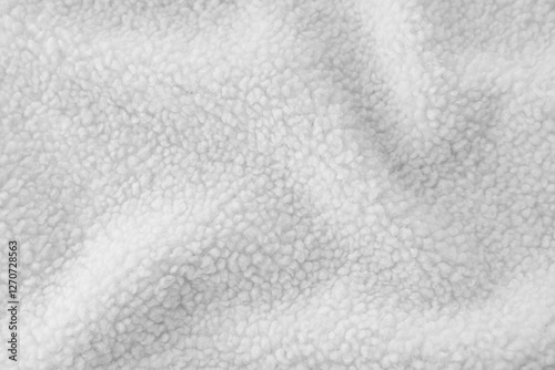 Soft and cozy white sherpa fleece fabric made from recycled polyester