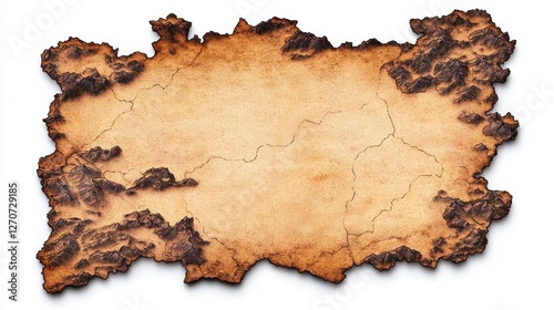 Ancient Mountainous Terrain Map Burned Parchment Texture, Fantasy Concept, Game Design, RPG Map Fantasy Map, Game Asset