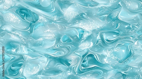 Realistic 3D seamless water waves pattern, white highlights shimmering on a crystal-clear lake surface.