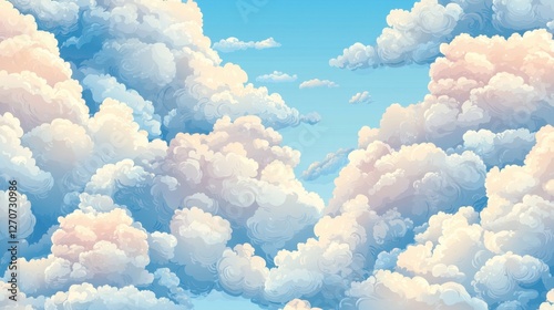 Realistic seamless cloud ripple patterns, warm glowing highlights in a dreamy sky.