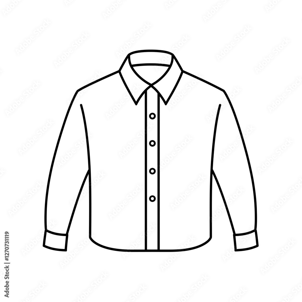 simple line drawing of long sleeve button up shirt, showcasing classic design with collar and buttons. This illustration can be used for fashion or clothing related content simple line drawing of long sleeve button up shirt, showcasing classic design with collar and buttons. This illustration can be used for fashion or clothing related content