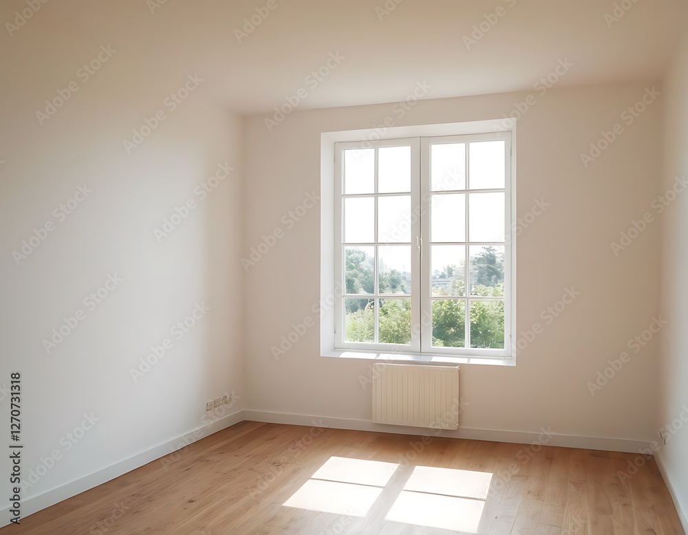 Fototapeta premium Shadow on a white wall,Empty white room with window and sunlight,9546