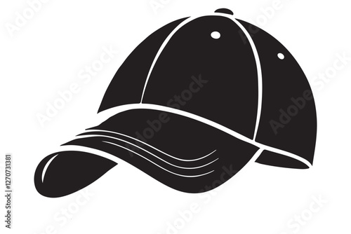 Stylish Baseball Cap Silhouette Icon Vector Illustration Headwear Apparel