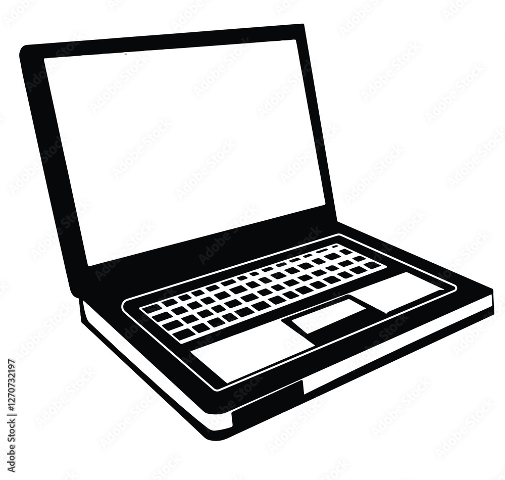 Cute cartoon hand drawn vector laptop icon silhouette. Cute cartoon hand drawn vector laptop icon silhouette.