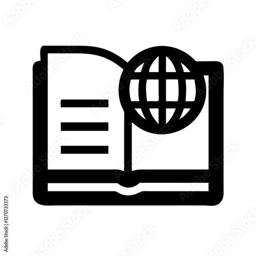 Open Book with Globe Icon Representing Global Education and Learning