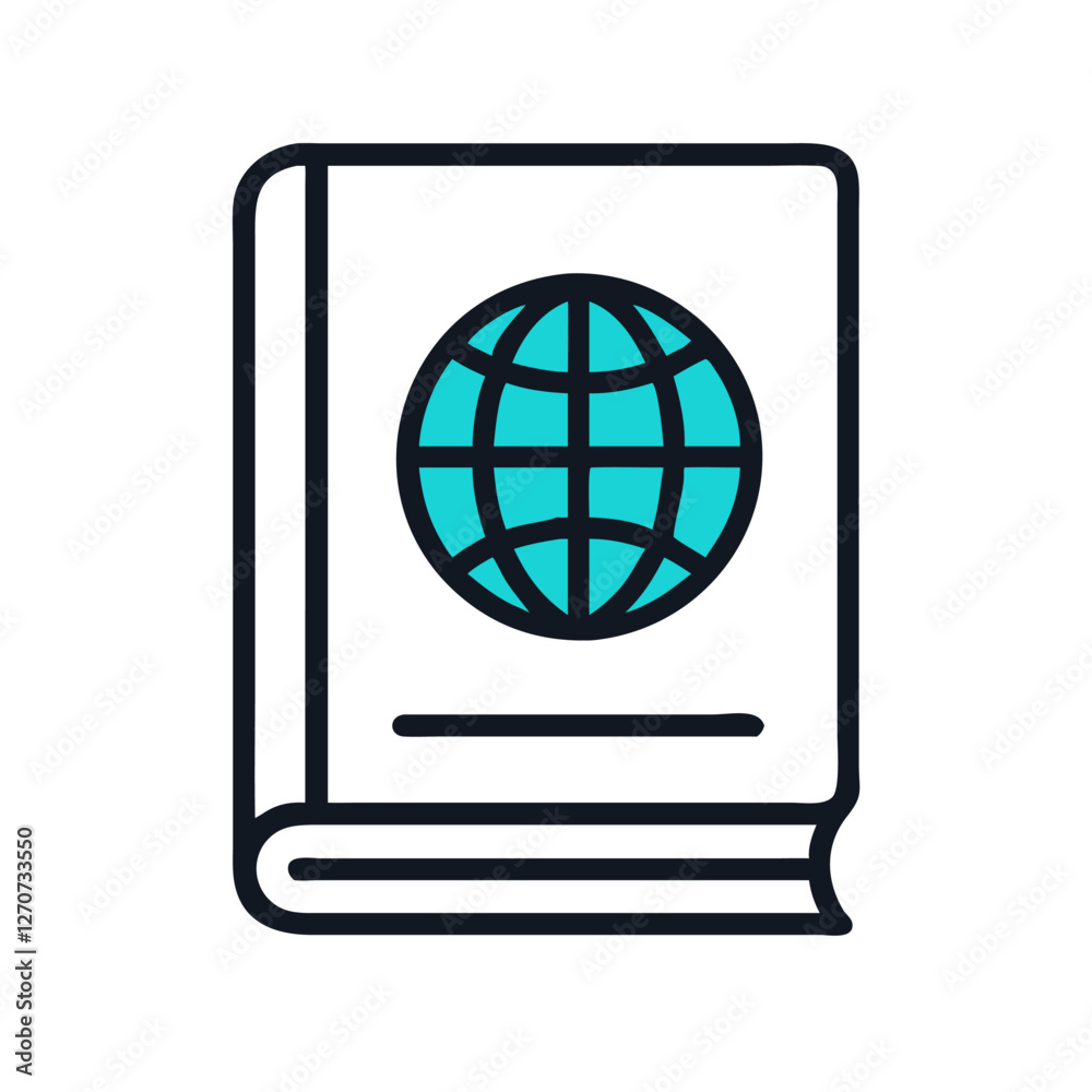 Global Studies Textbook Icon Depicting International Education and World Affairs Global Studies Textbook Icon Depicting International Education and World Affairs