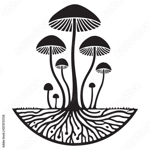 Mushroom Cluster Silhouette Vector Graphic Aesthetically Appealing Design Resources
