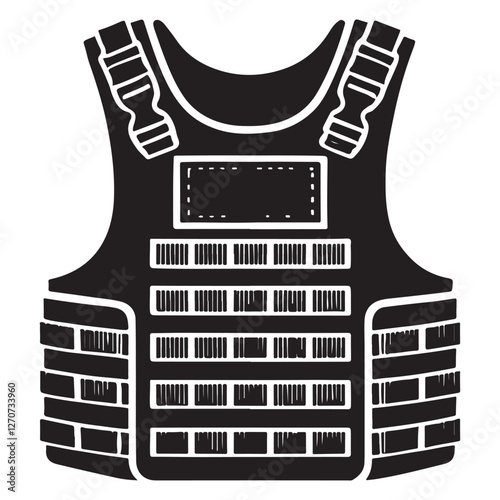 Reinforced Tactical Vest Silhouette Vector For Military And Security Designs