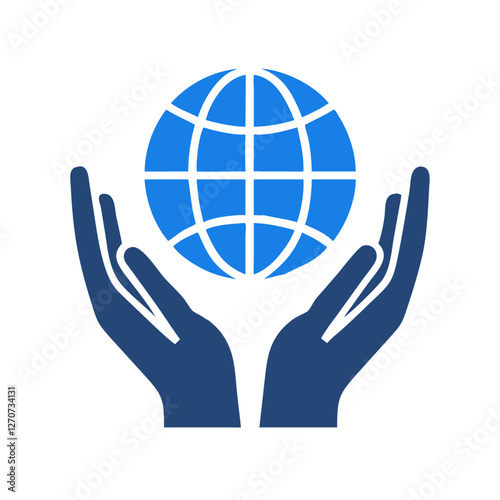 Global Care Hands Protecting the World Icon Earth Globe in Hands