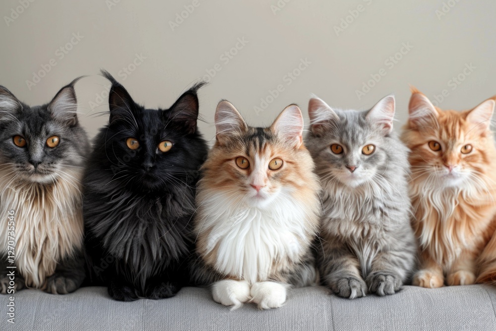 Diverse group of cute cats
