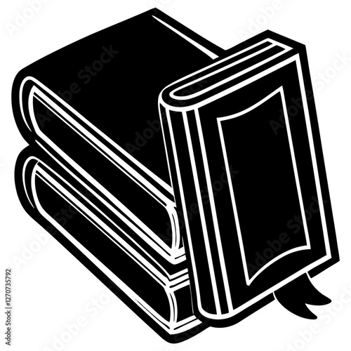 Stack of Books with a Bookmark Illustration Graphic Design