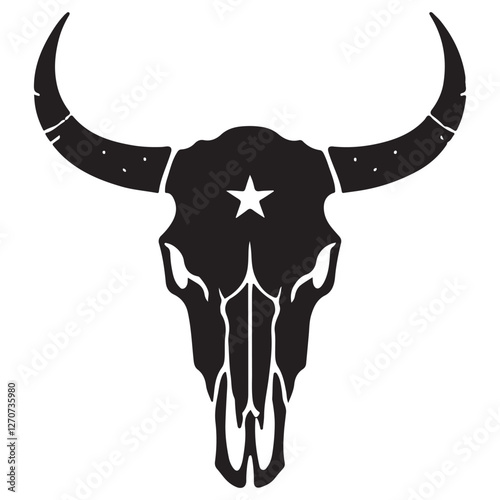 Silhouette Cow Skull with Star Vector Illustration Art Design