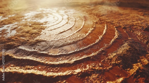 Seamless realistic clay ripples, glowing under bright sunlight, perfect for summer textures.