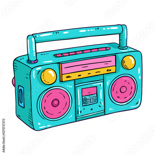 Retro Boombox Stereo Cassette Player 80s 90s Music