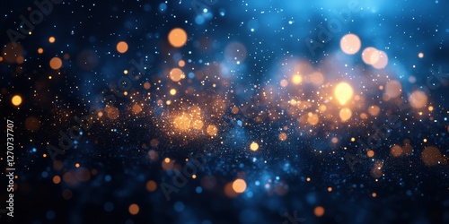 Vibrant Blue and Orange Bokeh Effect with Subtle Glowing Particles in a Mysterious and Dreamy Background for Abstract Designs and Creative Projects