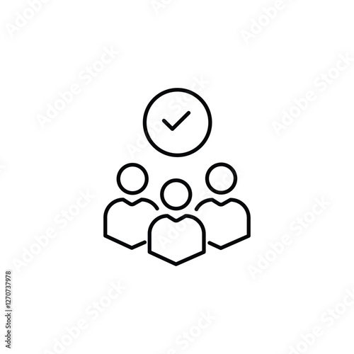 effective teamwork icon with black thin line group. simple trend linear logotype graphic web stroke design element isolated on white. concept of policy