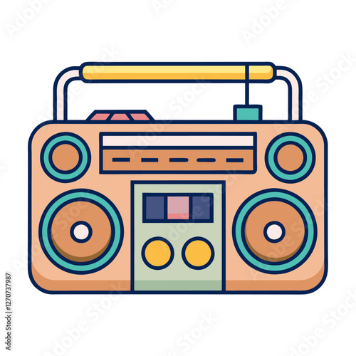 Retro Boombox Stereo Cassette Player Radio with Speakers and Antenna