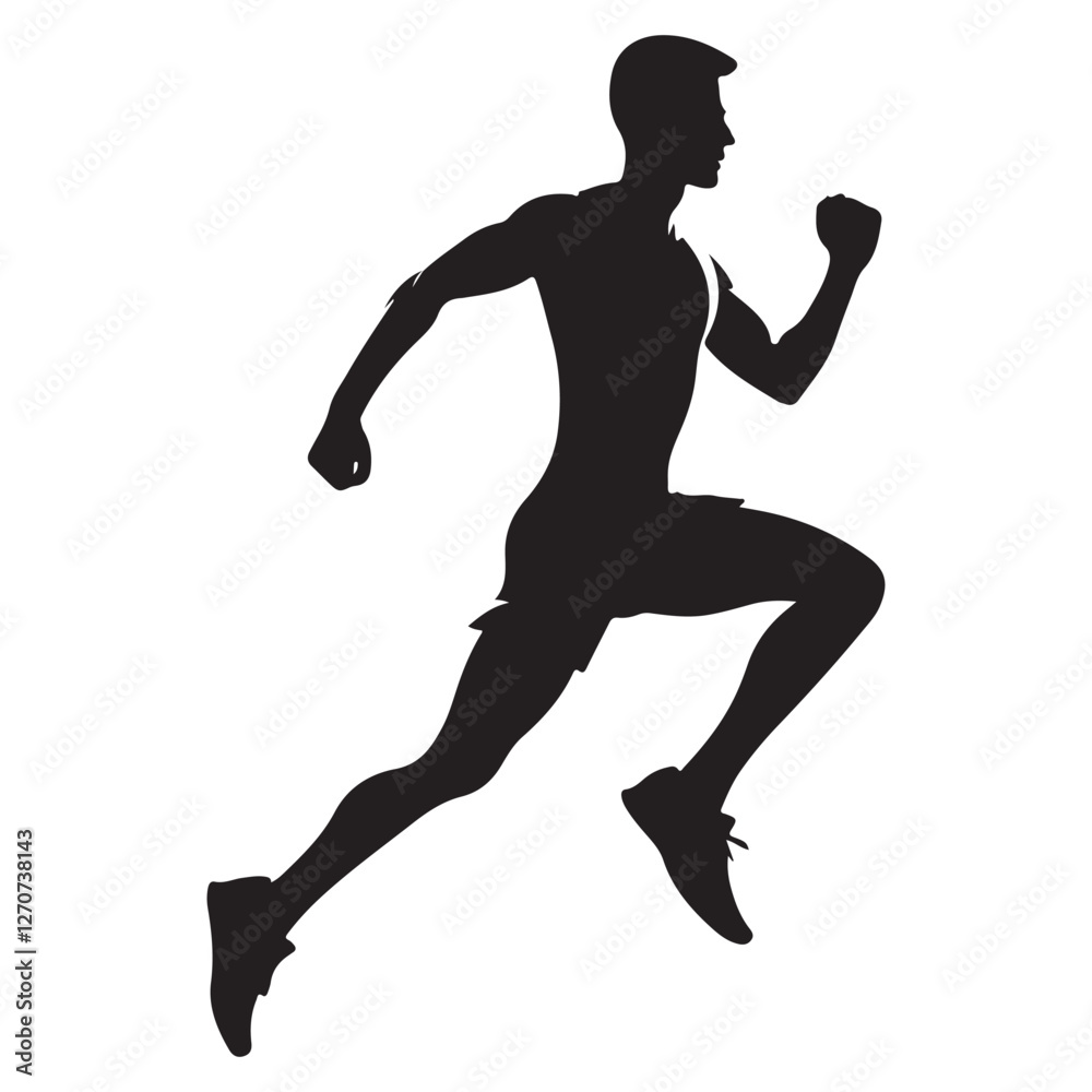 Focused Male Runner Silhouette Vector Art Illustration for Racing Focused Male Runner Silhouette Vector Art Illustration for Racing