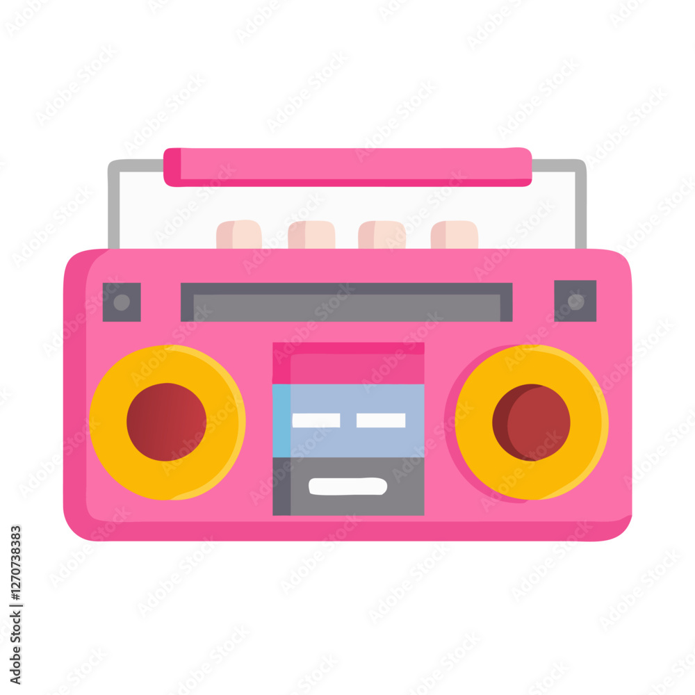 Fototapeta premium Pink Retro Boombox Stereo Cassette Player Music Device