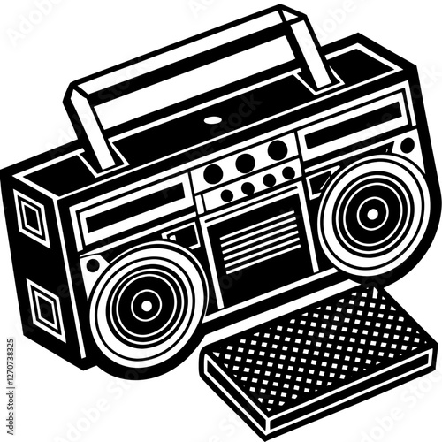 Vintage Boombox Stereo Cassette Player with Graphic Equalizer and Detachable Speaker