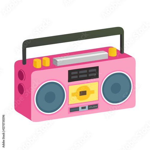 Pink Retro Boombox Cassette Player Stereo Music 80s 90s Vintage