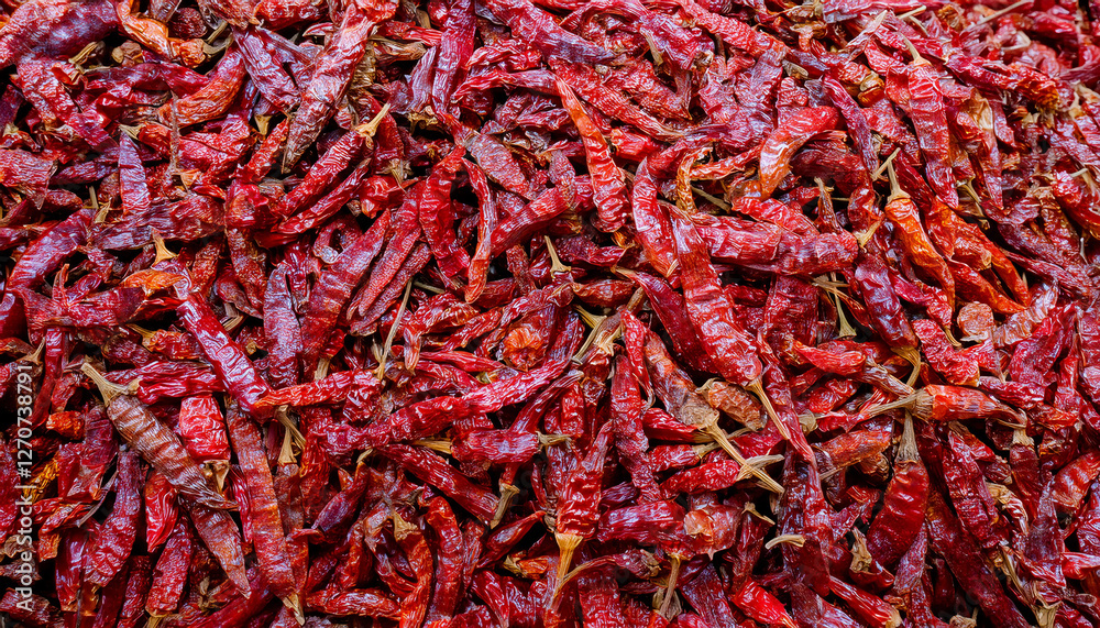 Background filled with dried red chili peppers, showcasing their wrinkled texture and vibrant red color. Perfect for spicy, Mexican, or gourmet food concepts. Texture, background. Background filled with dried red chili peppers, showcasing their wrinkled texture and vibrant red color. Perfect for spicy, Mexican, or gourmet food concepts. Texture, background.