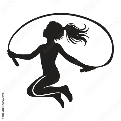 Girl Jumping Rope Silhouette Vector Illustration Active Lifestyle Design