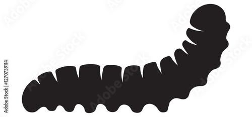 Simple Caterpillar Silhouette Illustration Crawling Insect Vector Design