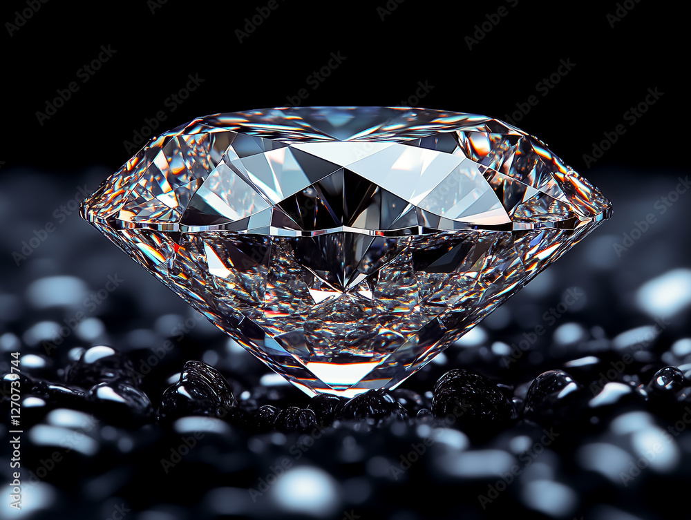 Close-up of a sparkling diamond with a dark background, highlighting its brilliance and clarity. Close-up of a sparkling diamond with a dark background, highlighting its brilliance and clarity.