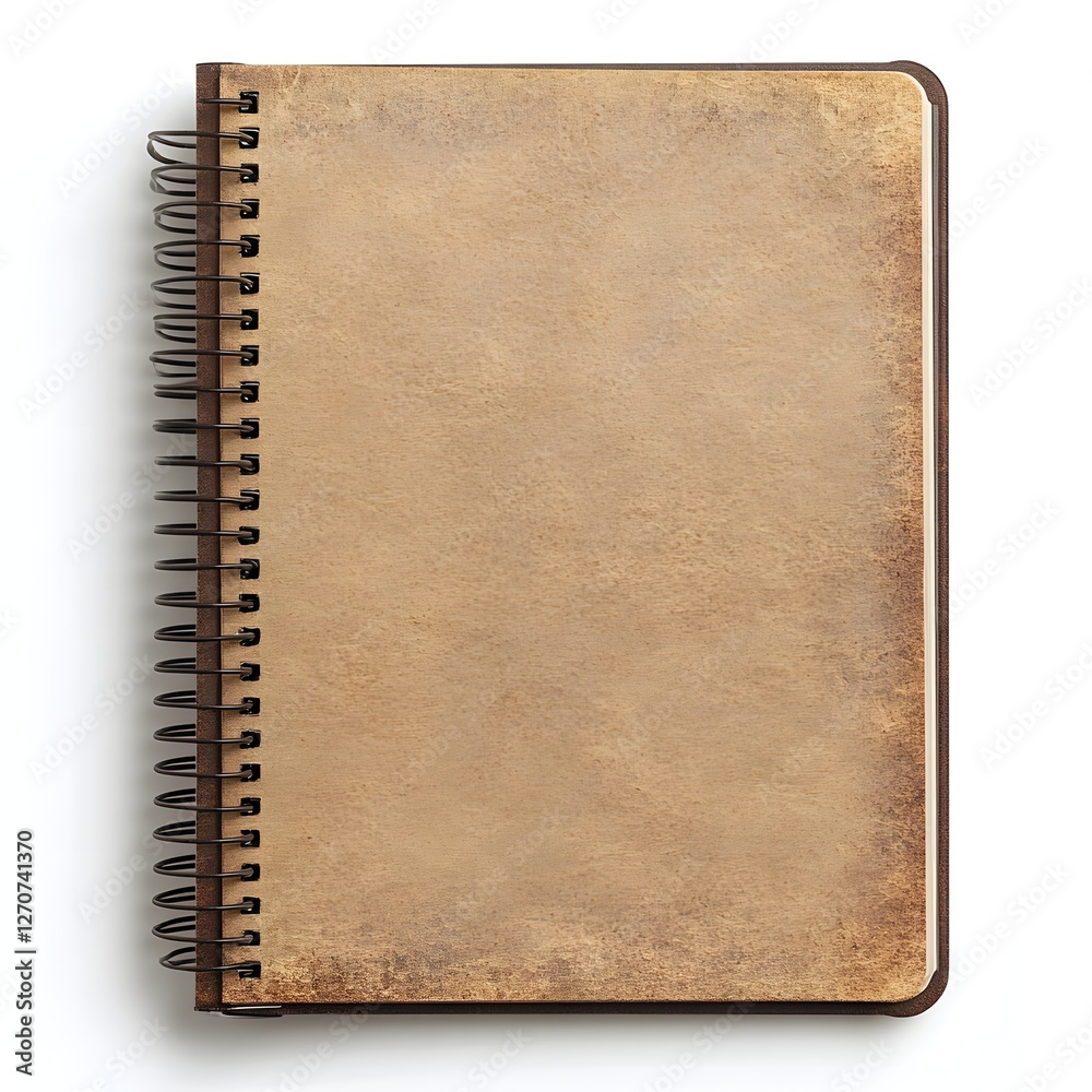3D Sketchbook with Spiral Binding Isolated on White Background 3D Sketchbook with Spiral Binding Isolated on White Background