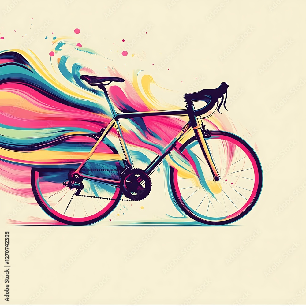 Fototapeta premium Colorful abstract road bike illustration