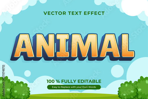 Cute cartoon animal text effect. Fully editable vector graphic.