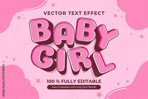 Adorable Baby Girl Text Effect, Editable words