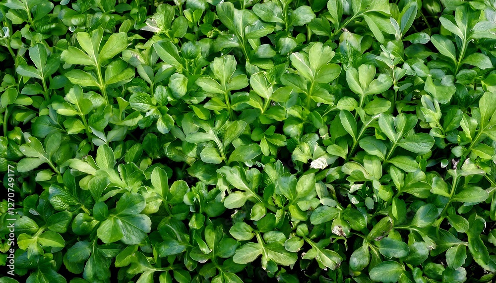 Close-up of fresh watercress, showcasing its delicate leaves and vibrant green color. Ideal for healthy food, salads, or vegetable concepts. Texture, background. Close-up of fresh watercress, showcasing its delicate leaves and vibrant green color. Ideal for healthy food, salads, or vegetable concepts. Texture, background.