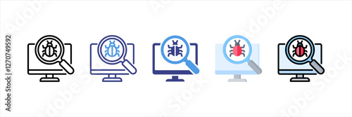 Virus Scan Multistyle Icon Set