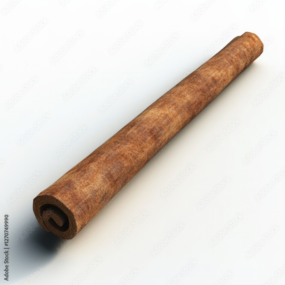 Ancient scroll with weathered paper and intricate textures on white background Ancient scroll with weathered paper and intricate textures on white background