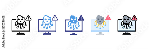Infected Computer Multistyle Icon Set